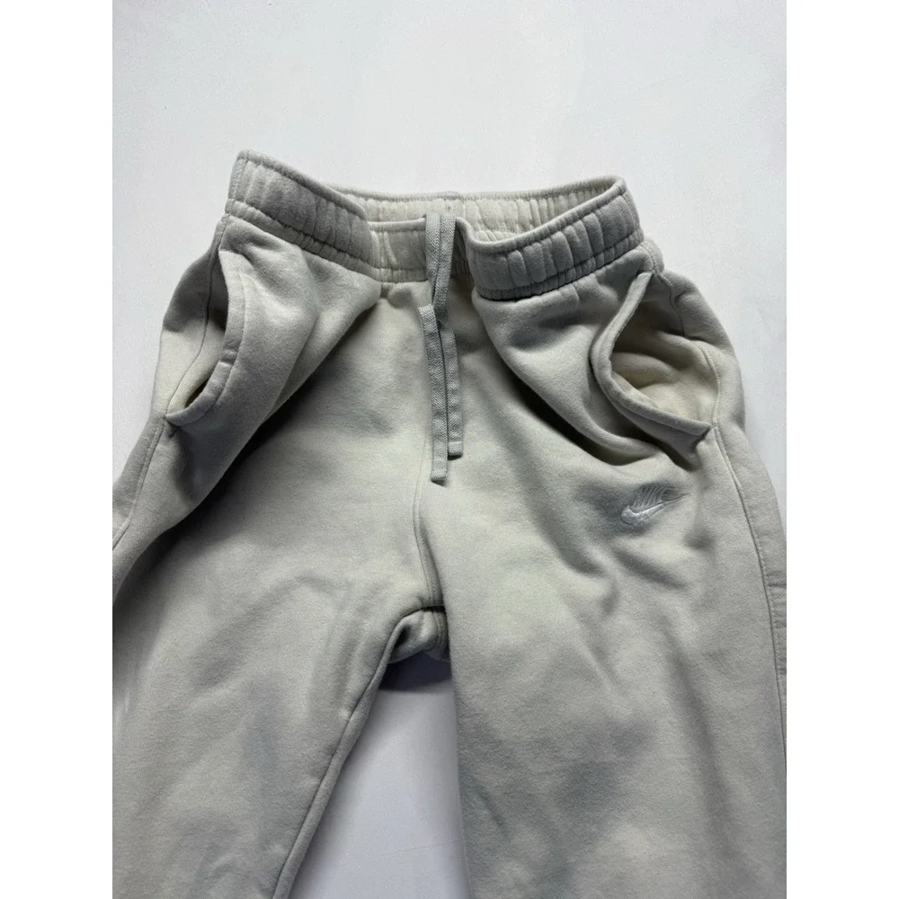 Nike Jogger‎ Sweatpants Mens Medium Beige fleece Athletic drawstring back pocket
